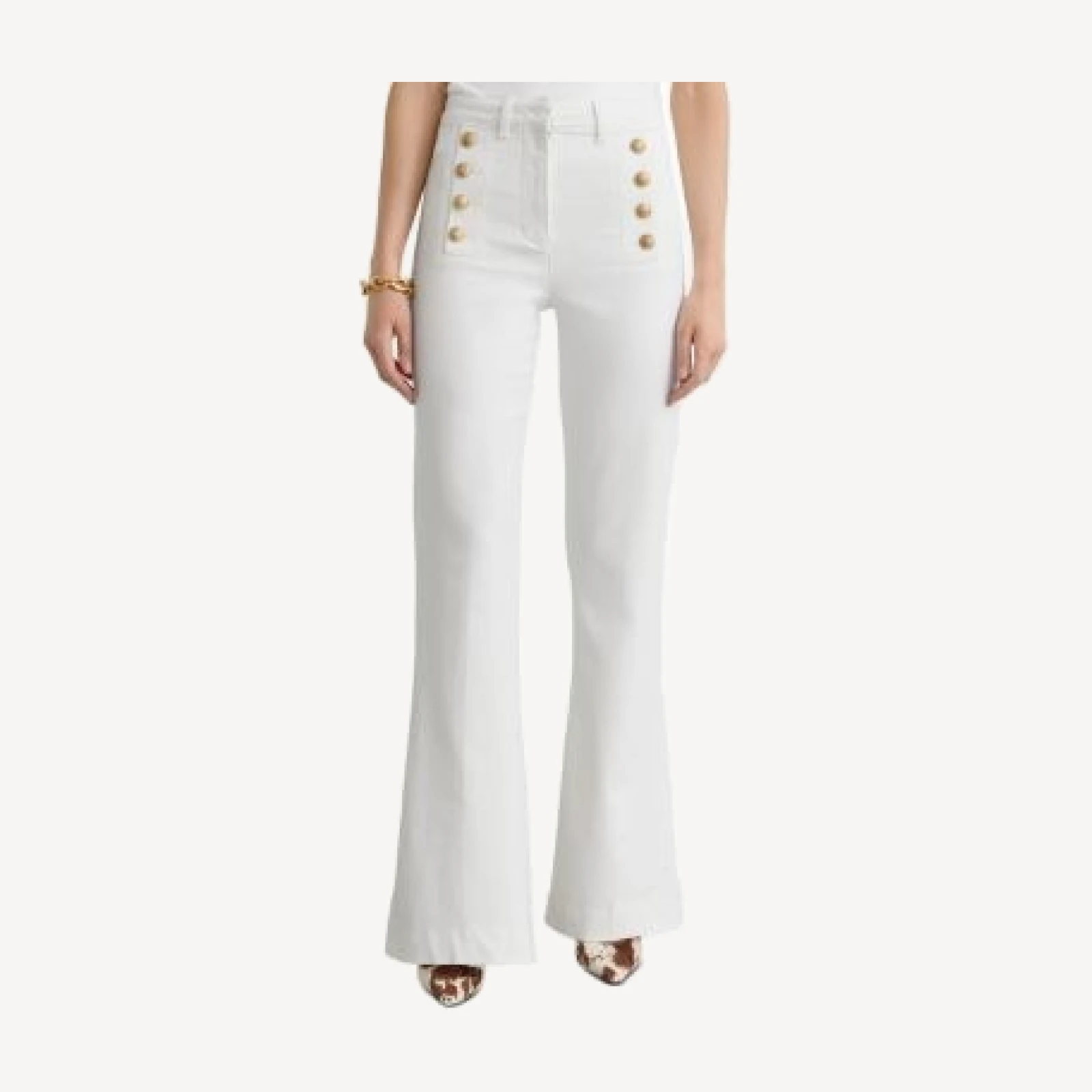 Reiss Athena High Rise Flared Jeans in White