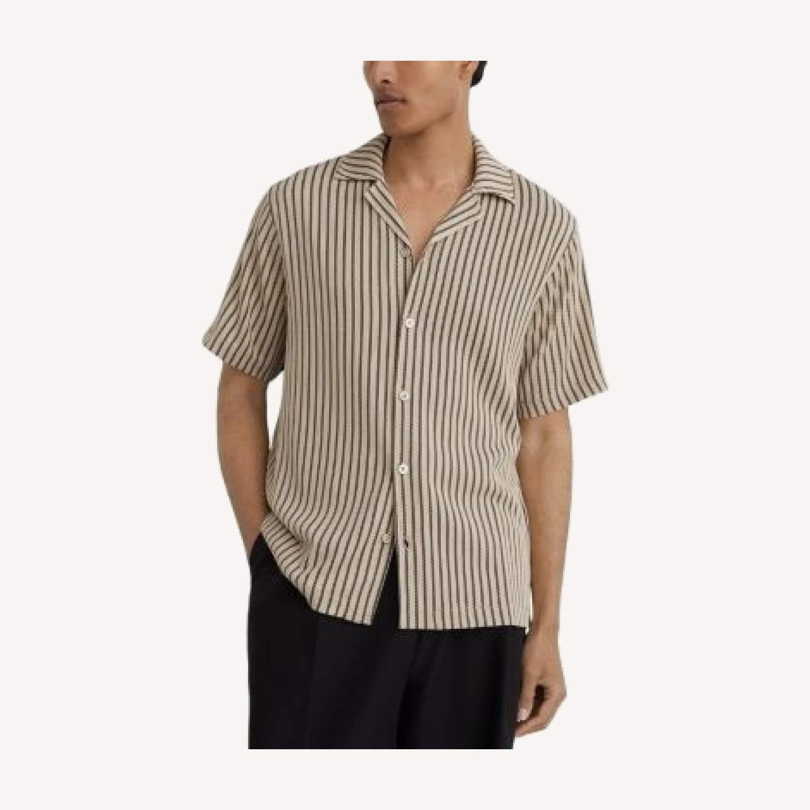 Reiss Griff Textured Stripe Short Sleeve Shirt
