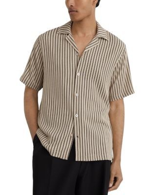 Reiss Griff Textured Stripe Short Sleeve Shirt