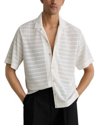 Reiss Crochet Stripe Cuban Shirt