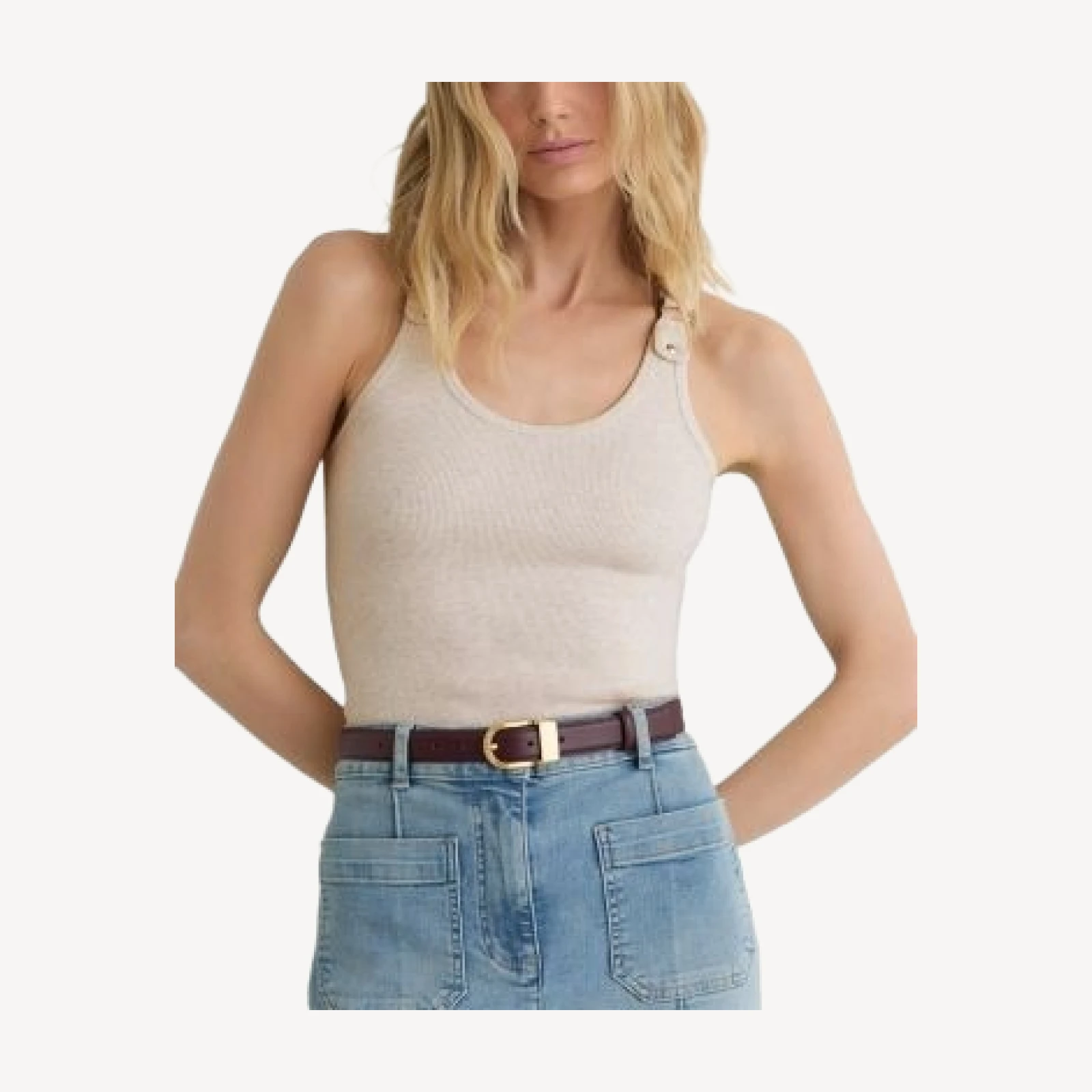 Reiss Cotton Stretch Ribbed Tank