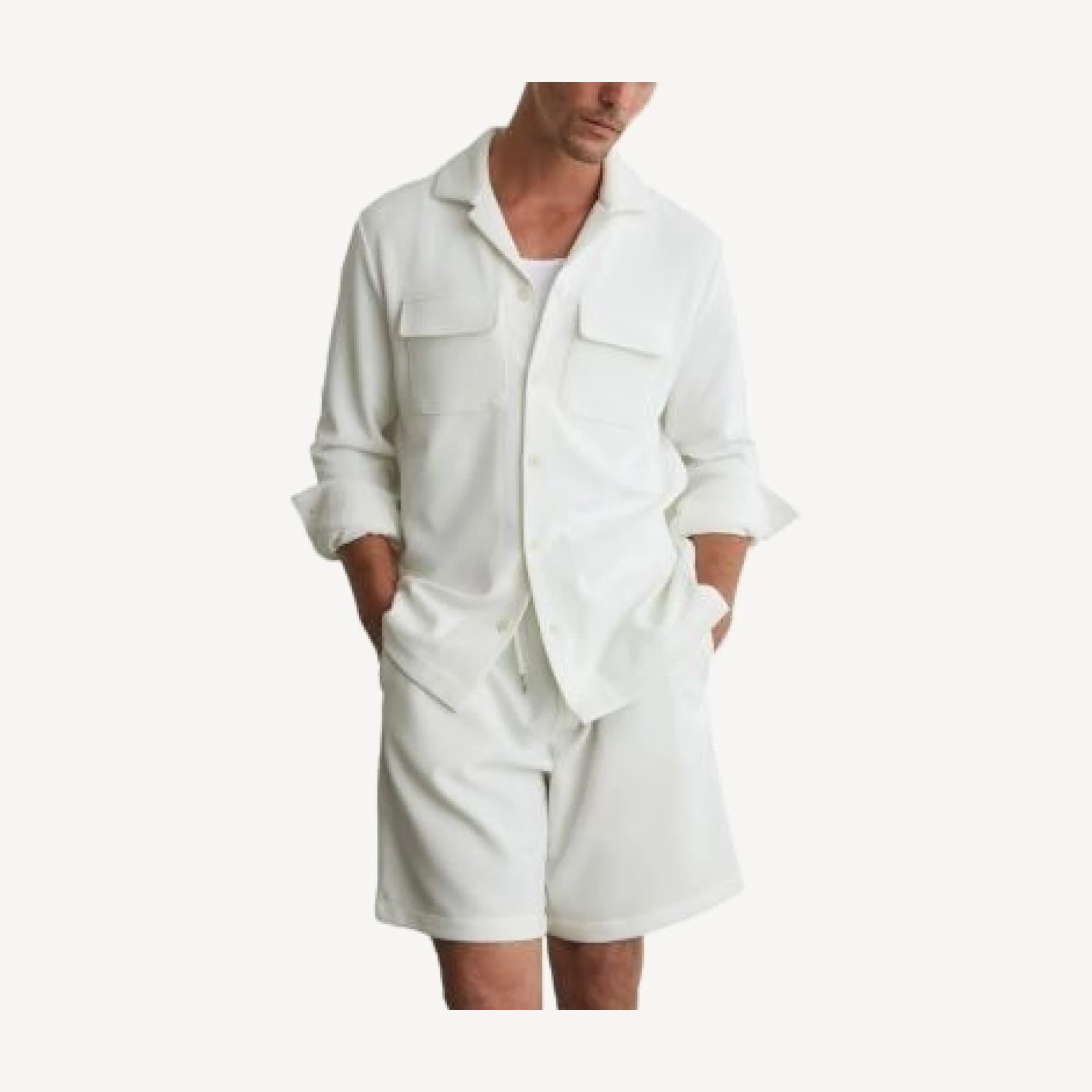 Reiss Vento Micro Waffle Texture Long Sleeve Shirt