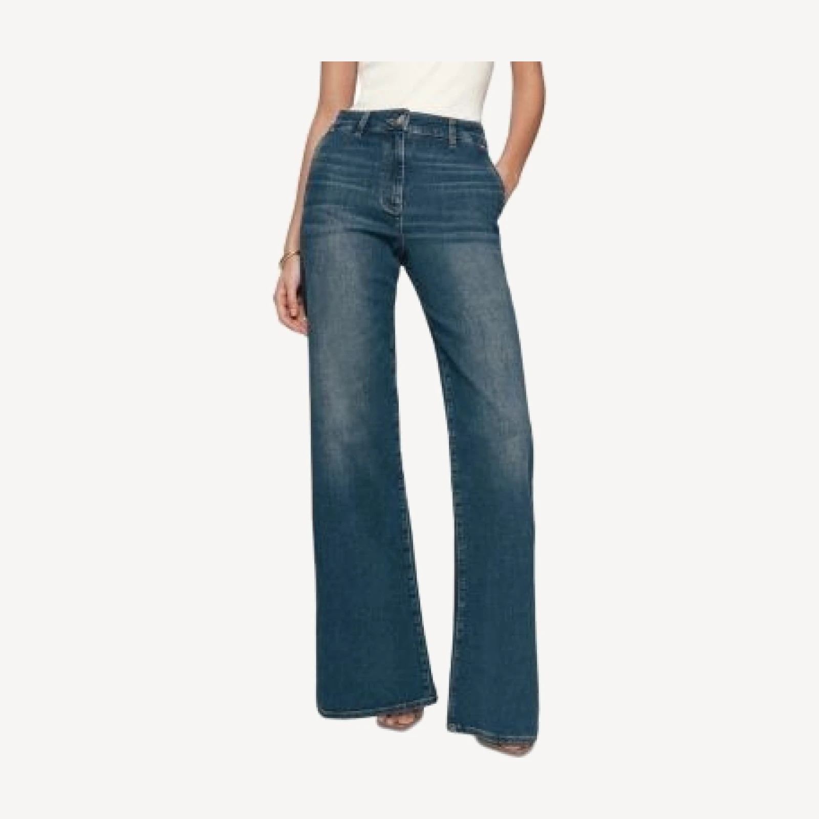 Reiss Addie High Rise Wide Leg Jeans in Mid Blue