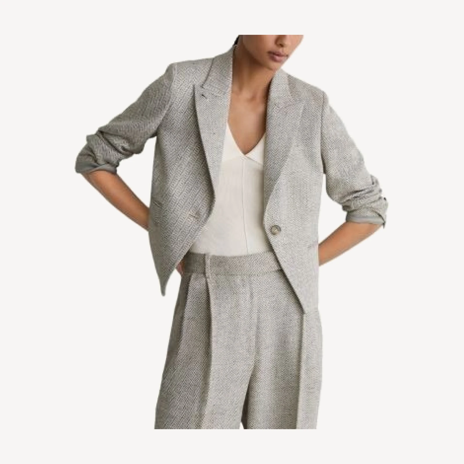 Reiss Ezra Herringbone Cropped Blazer