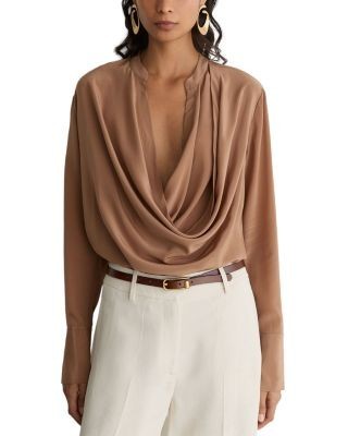 Reiss Lauren Matte Silk Draped Top