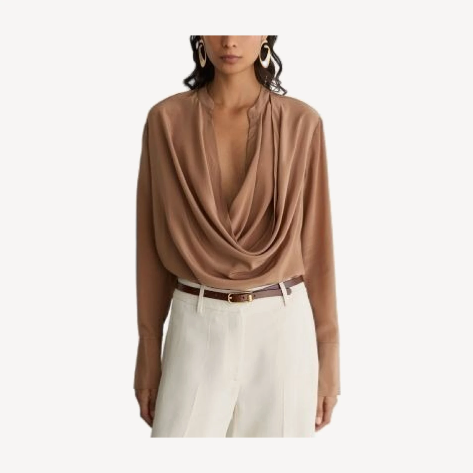 Reiss Lauren Matte Silk Draped Top