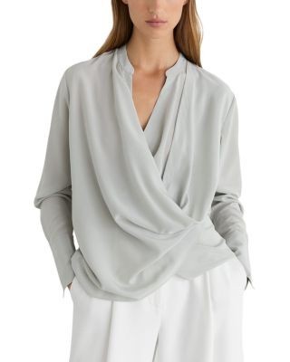 Reiss Matte Silk Draped Shirt