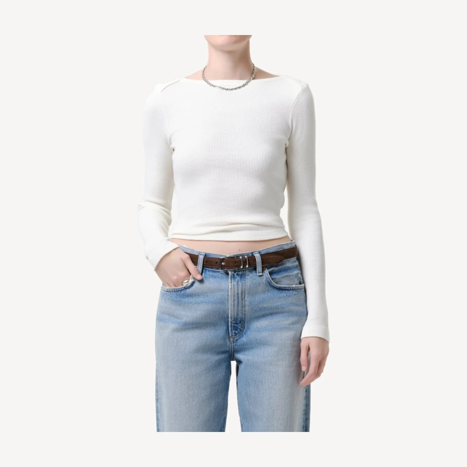 Long Sleeve Baby Waffle Tee in Pashmina