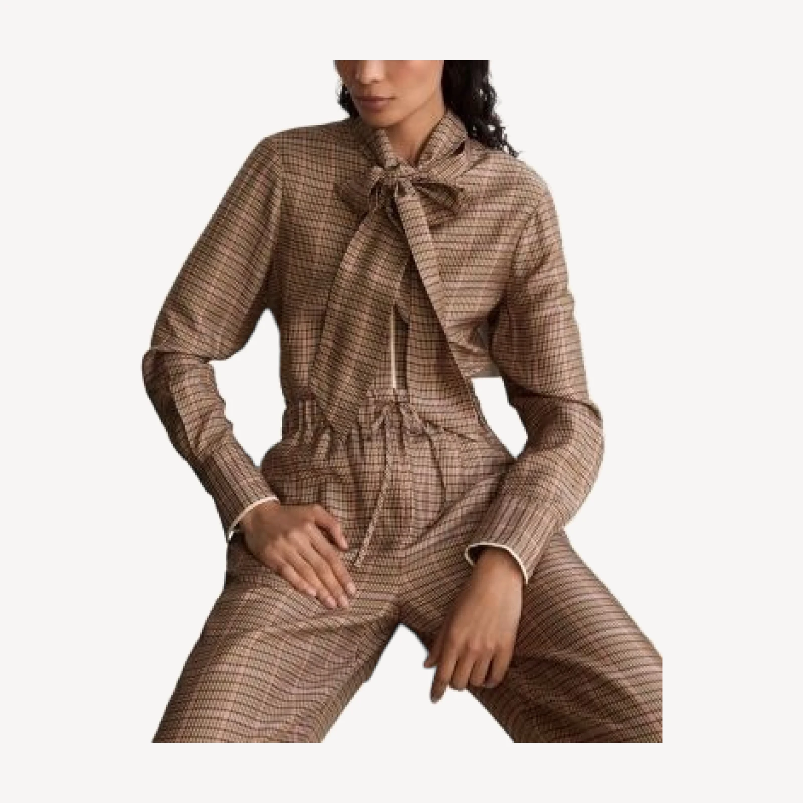 Reiss Minnie Tie Neck Long Sleeve Blouse