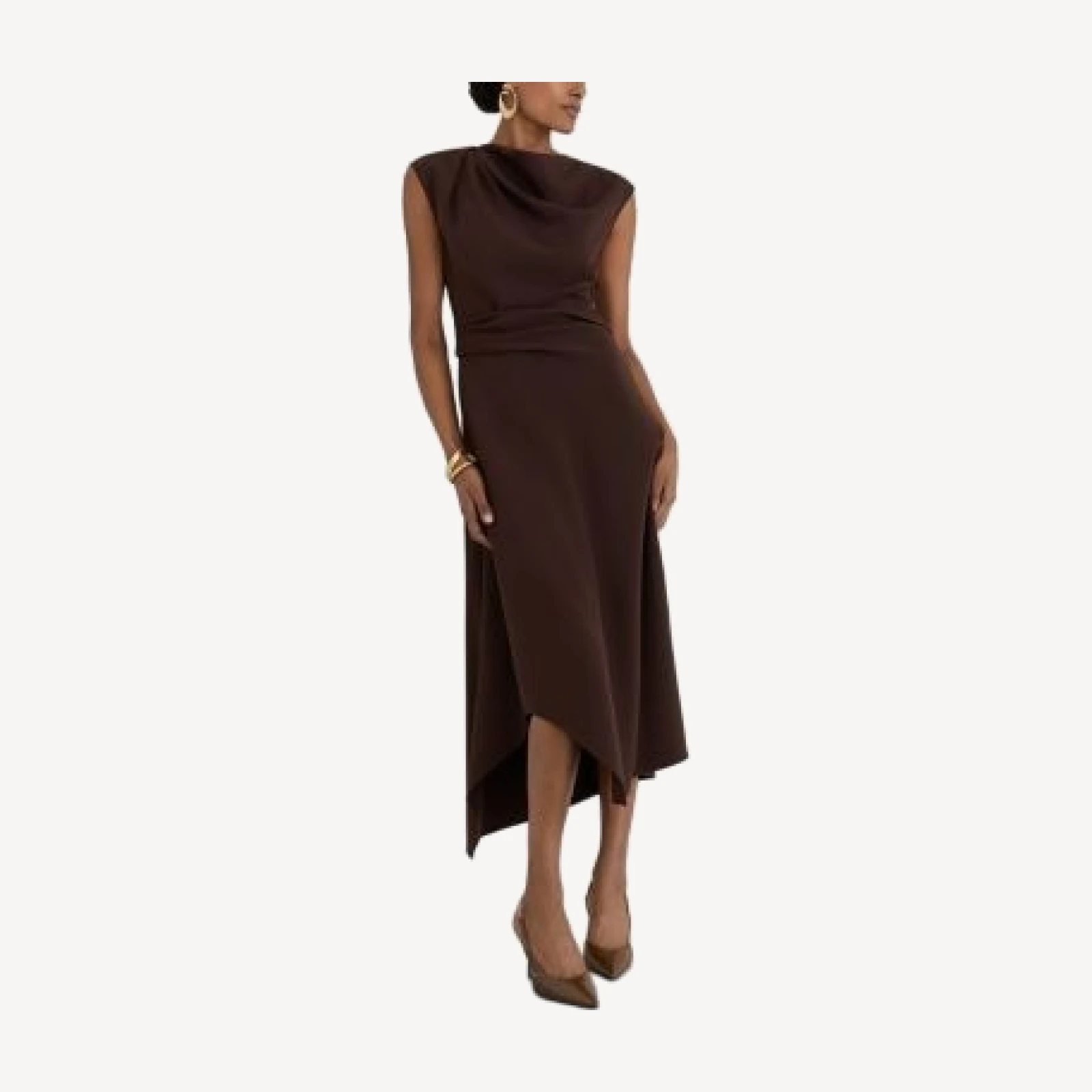 Reiss Ruched Shoulder Midi Dress