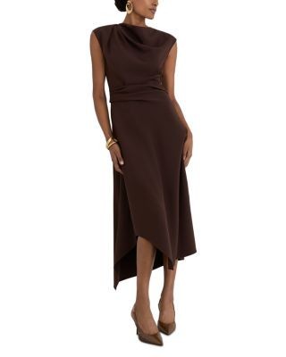Reiss Ruched Shoulder Midi Dress