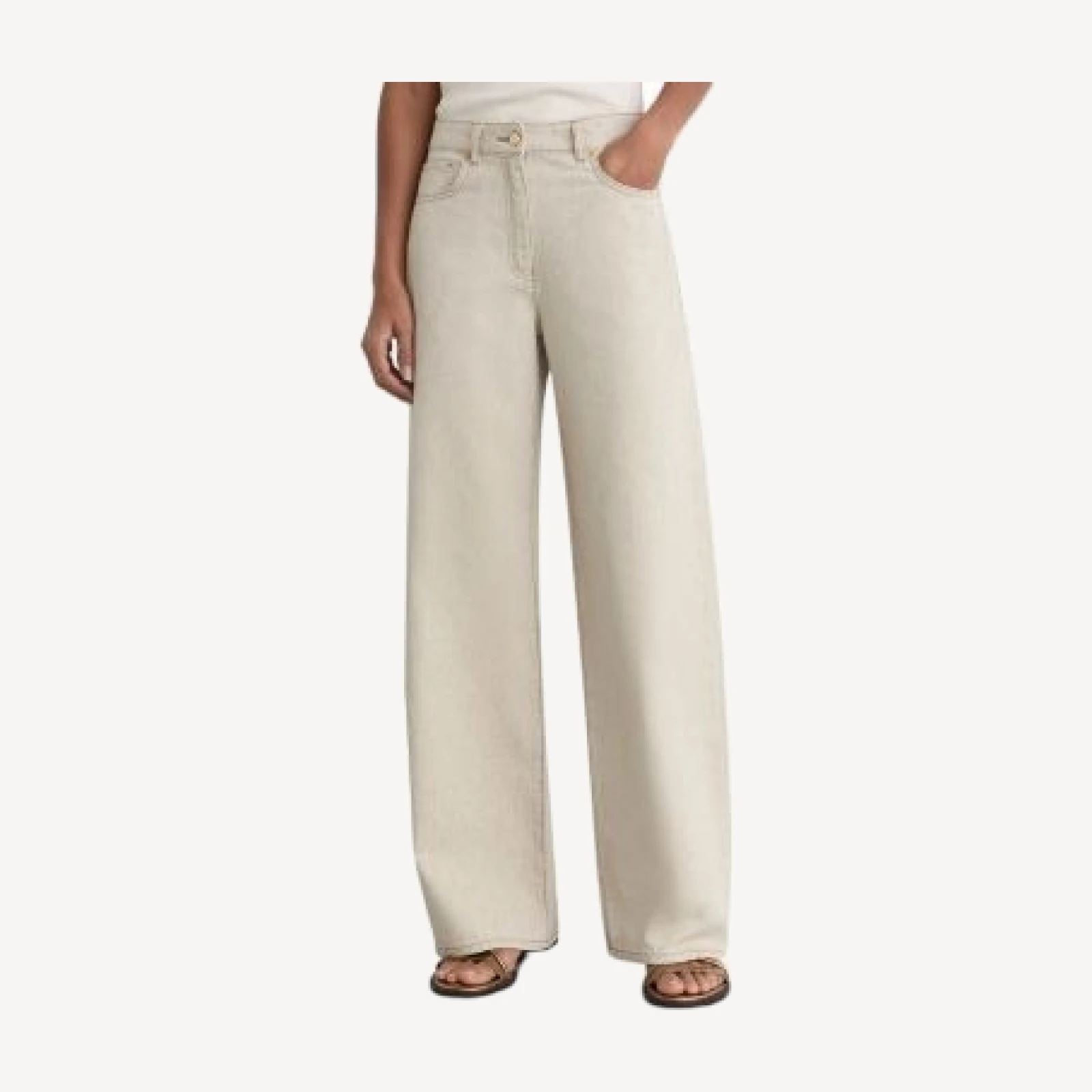 Reiss Febe High Rise Wide Jeans in Cream