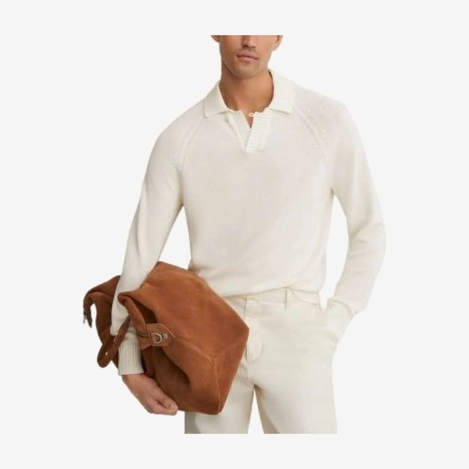 Reiss Ashdown Cotton Open Collar Polo Sweater