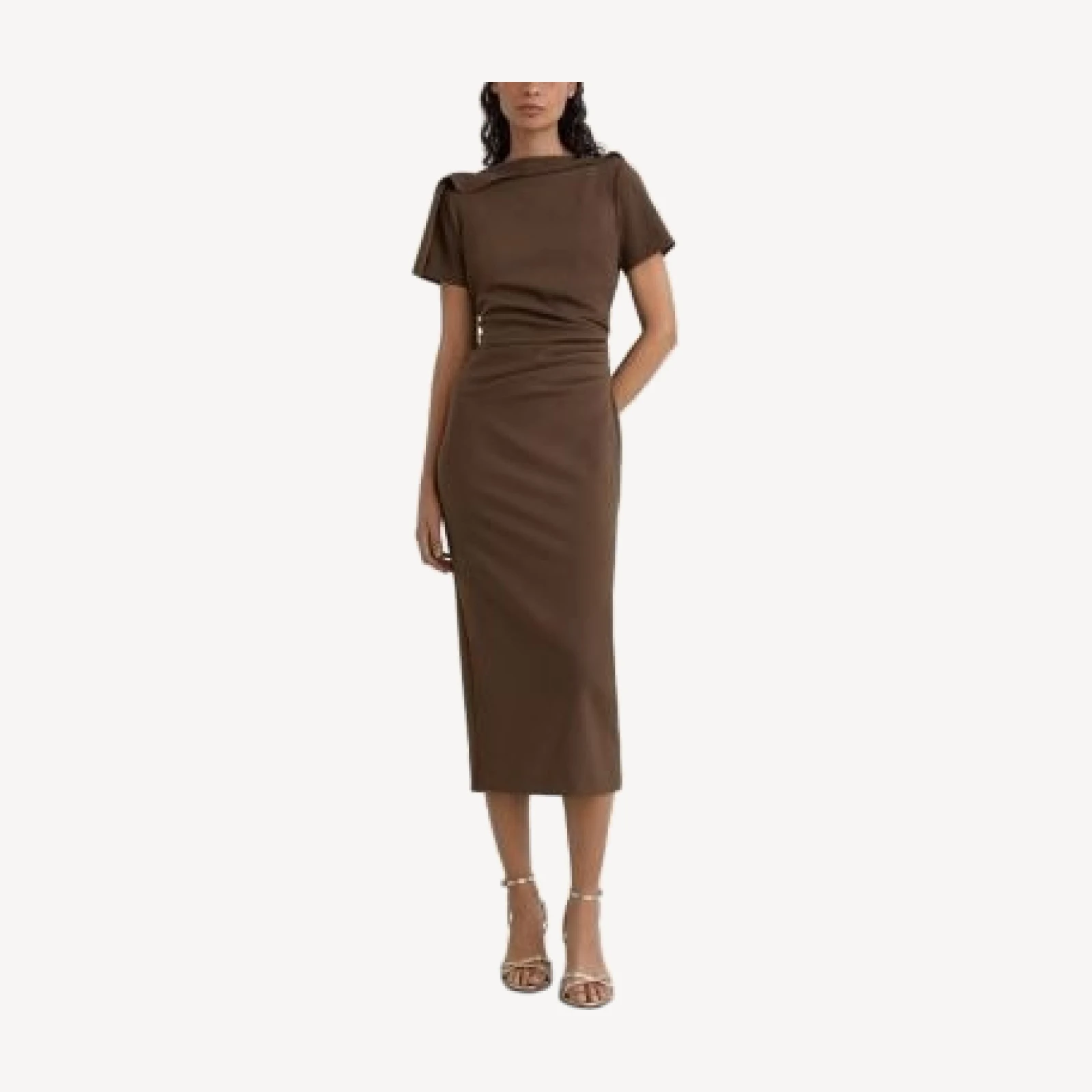 Reiss Ruched Boat Neck Midi Dress