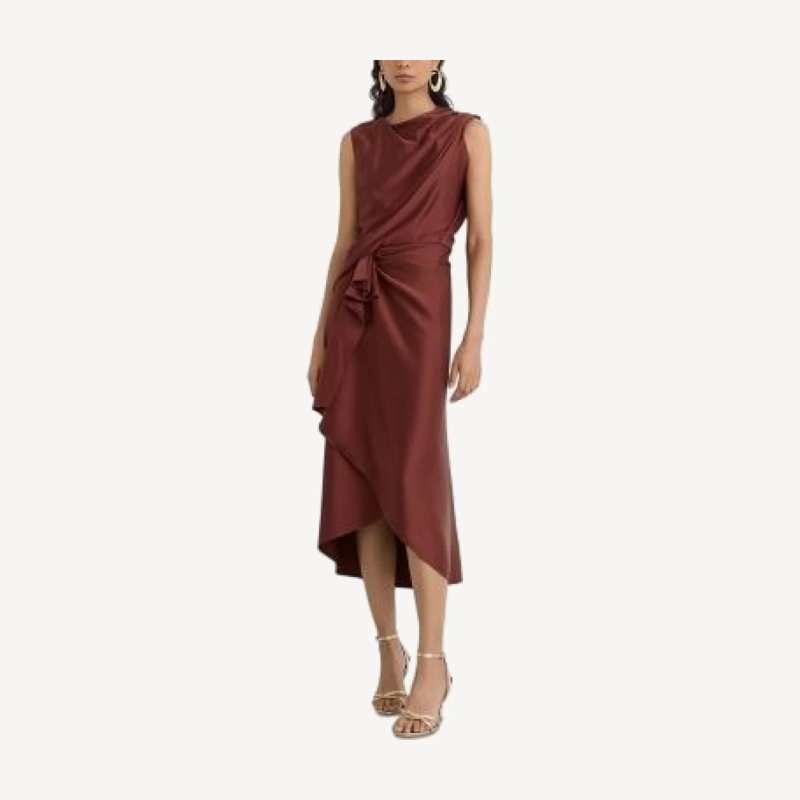 Reiss Satin Gathered Waist Midi Dress