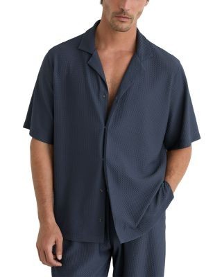 Reiss Samson Textured Short Sleeve Cuban Shirt