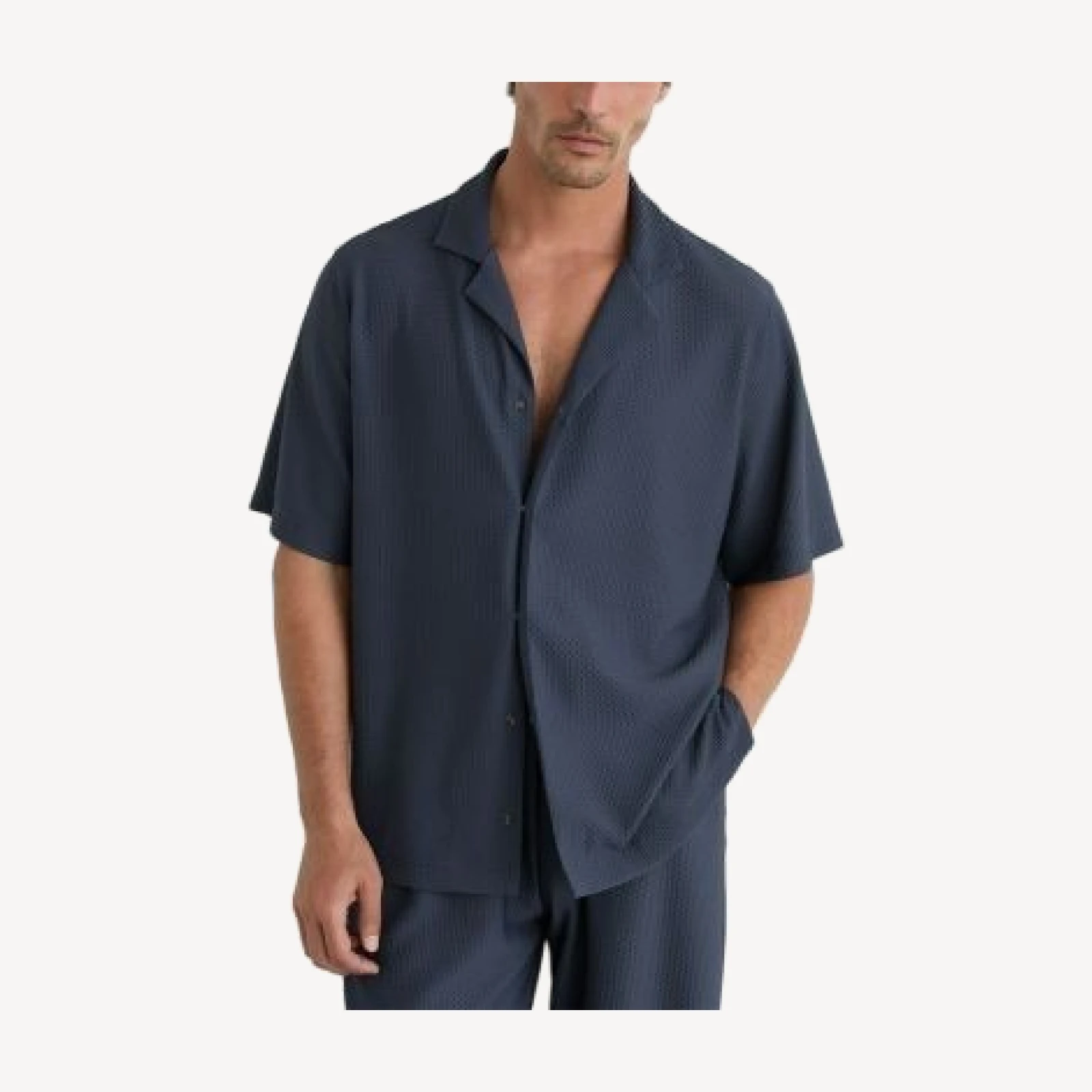 Reiss Samson Textured Short Sleeve Cuban Shirt
