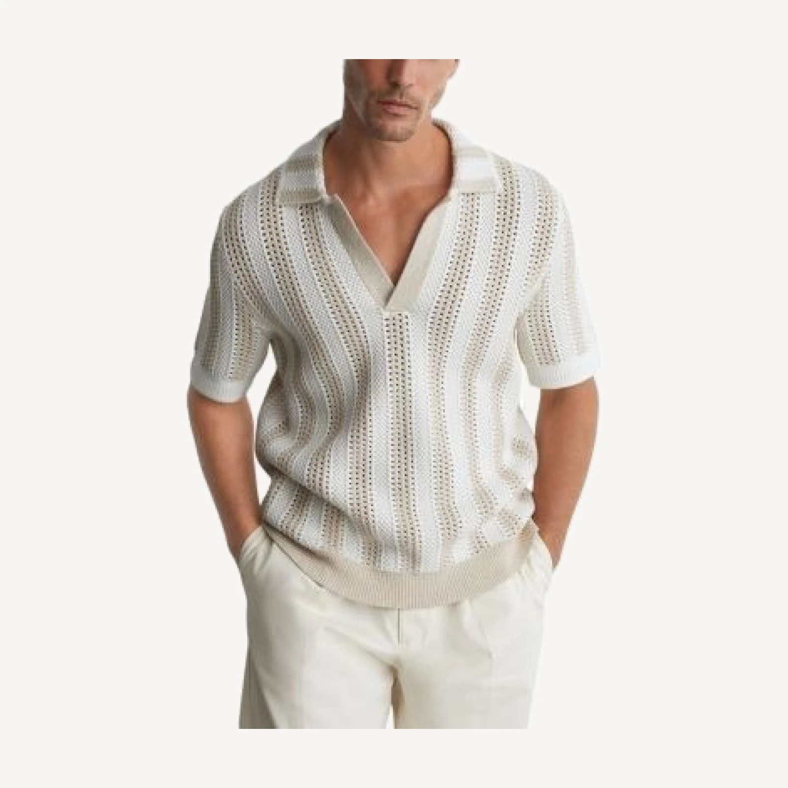 Reiss Globe Crochet Knit Polo