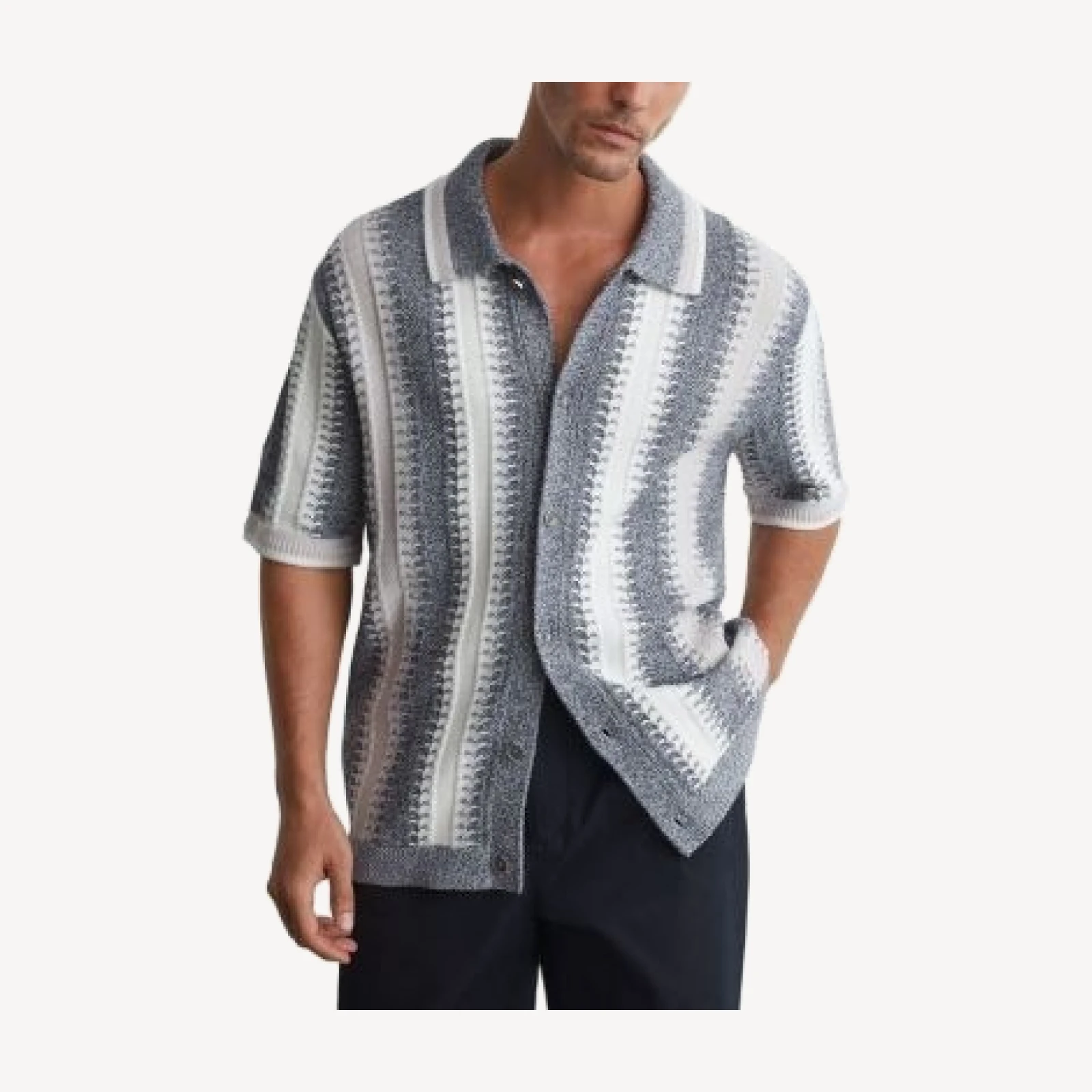 Reiss Dale Knit Short Sleeve Shirt