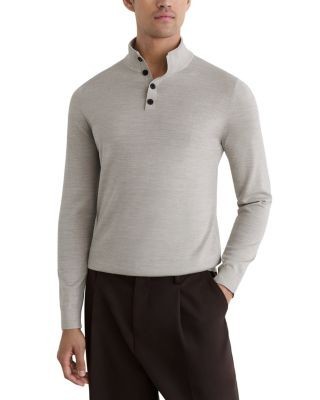 Reiss Farnham Merino Wool Long Sleeve Sweater Polo
