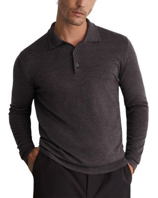 Reiss Dark Wicker Wool Slim Polo Shirt