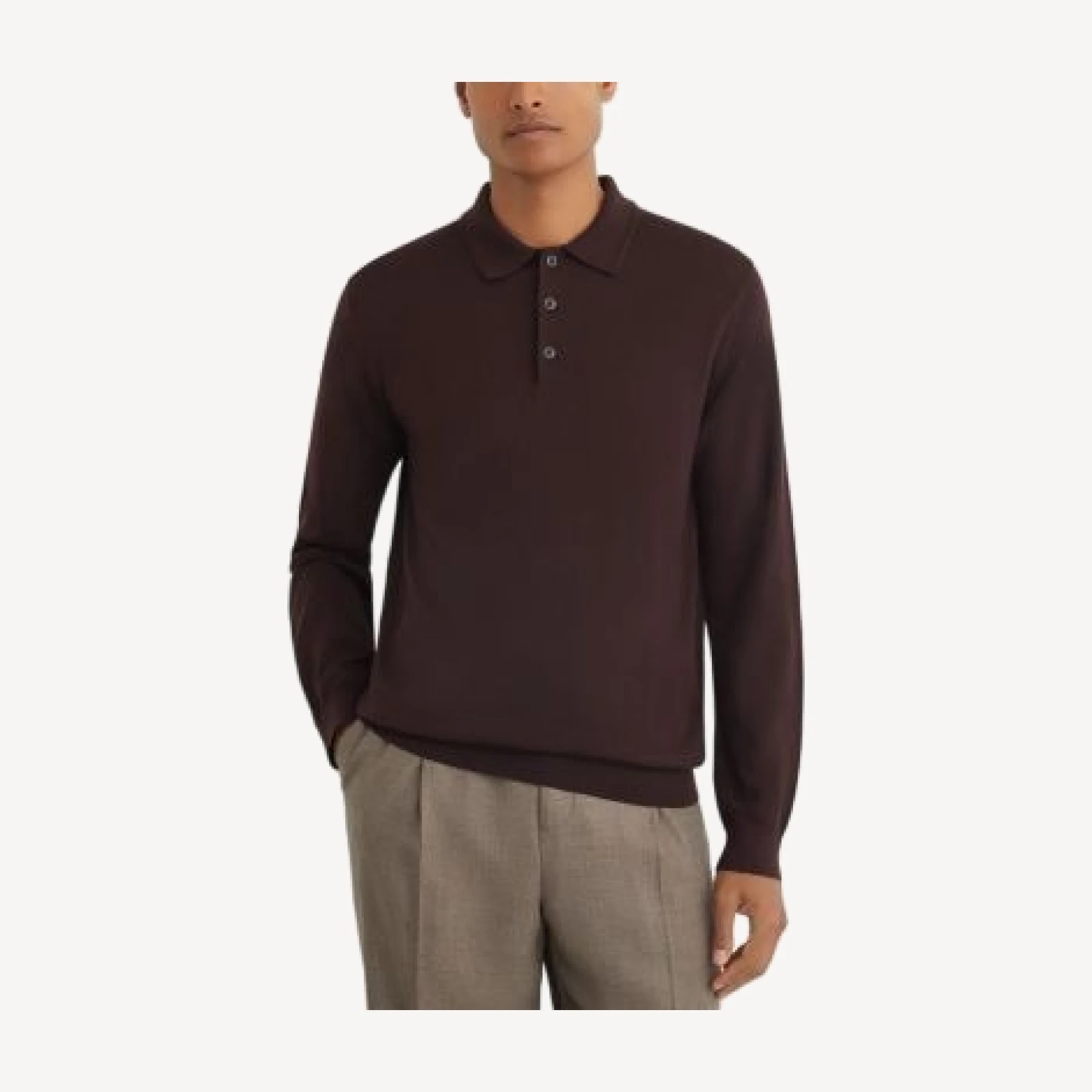 Reiss Bordeaux Wool Slim Polo Shirt
