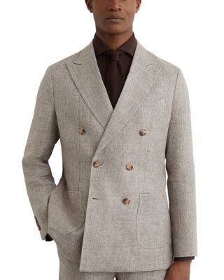 Reiss Amore Linen Double Breasted Tailored Blazer