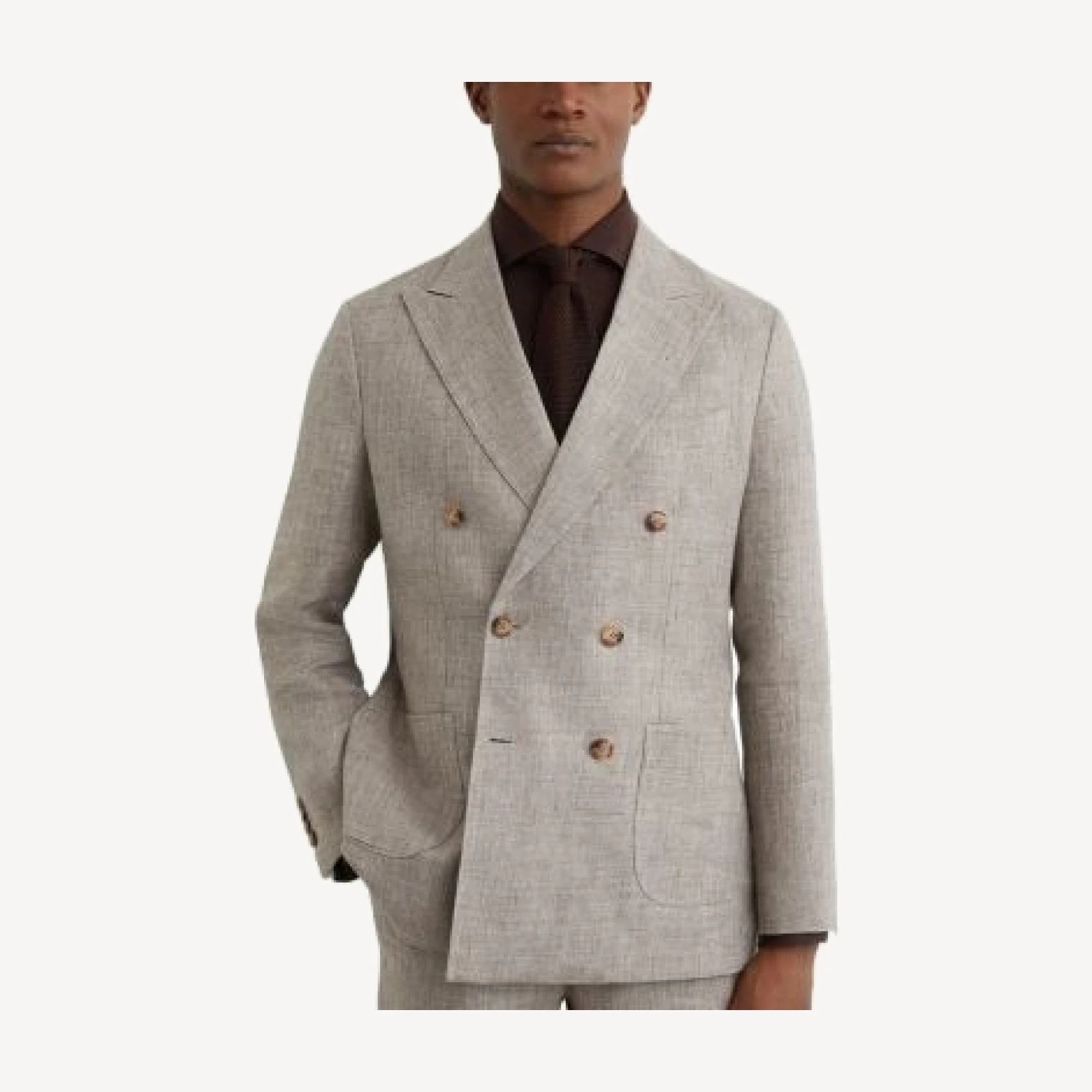 Reiss Amore Linen Double Breasted Tailored Blazer