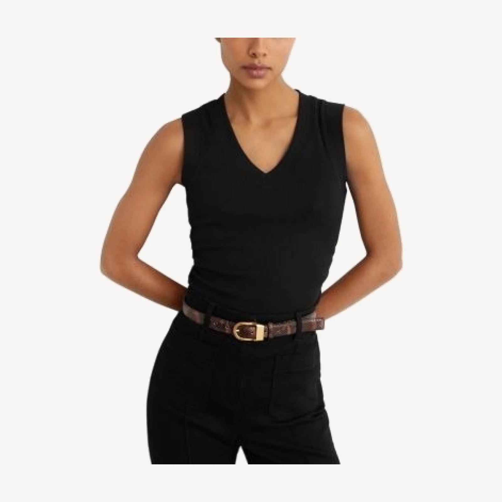 Reiss V Neck Ruched Ribbed Tank Top