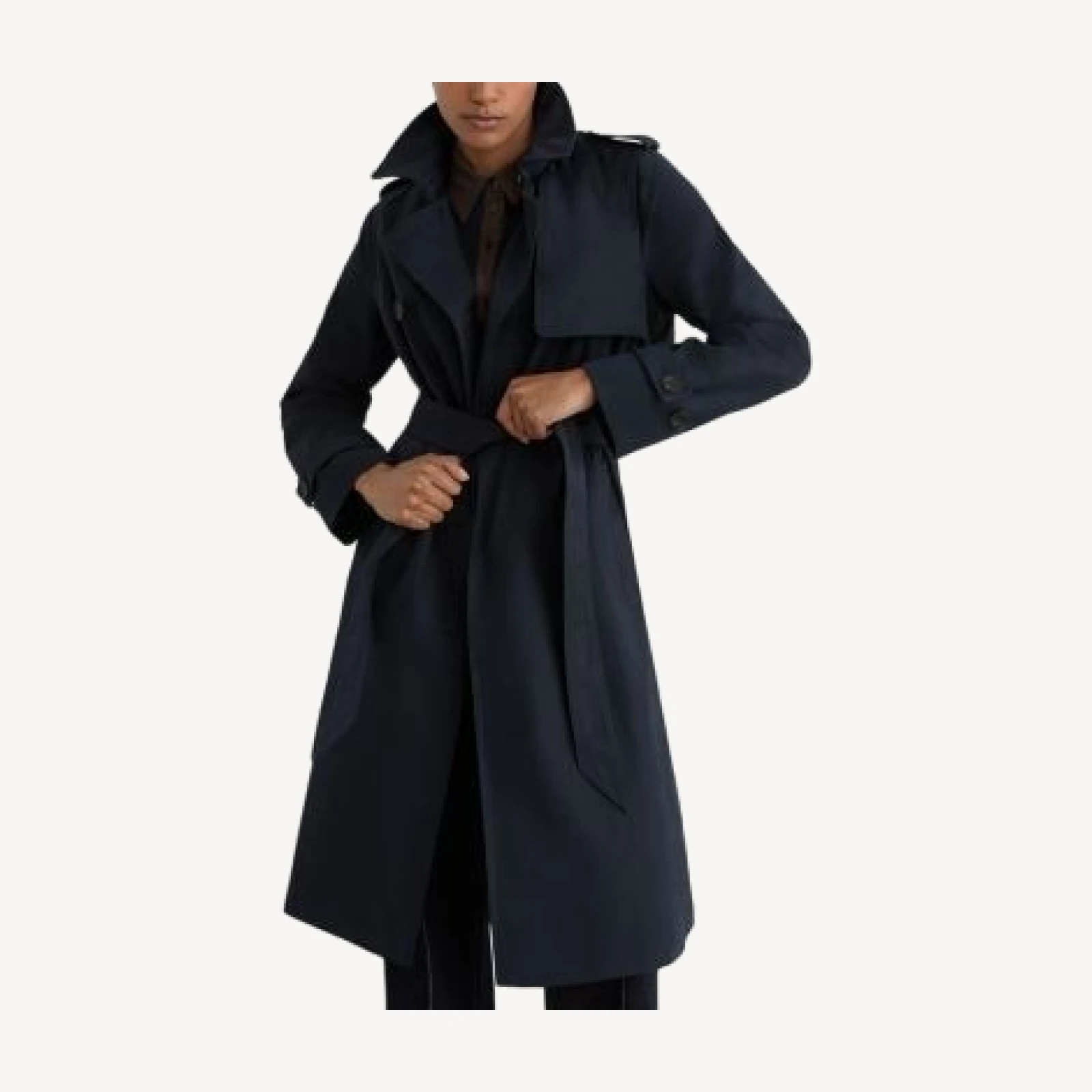 Reiss Azura Hooded Double Breasted Trench Coat