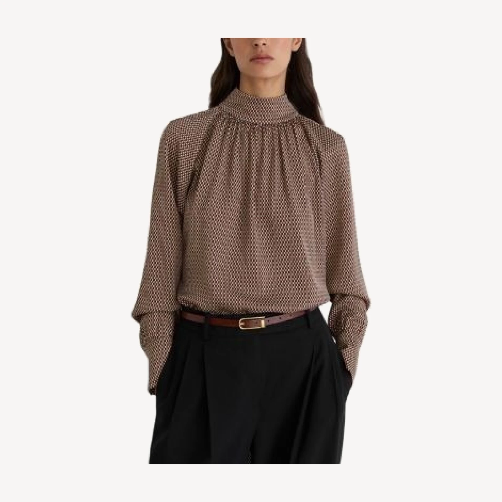 Reiss Tie Neck Blouson Sleeve Blouse