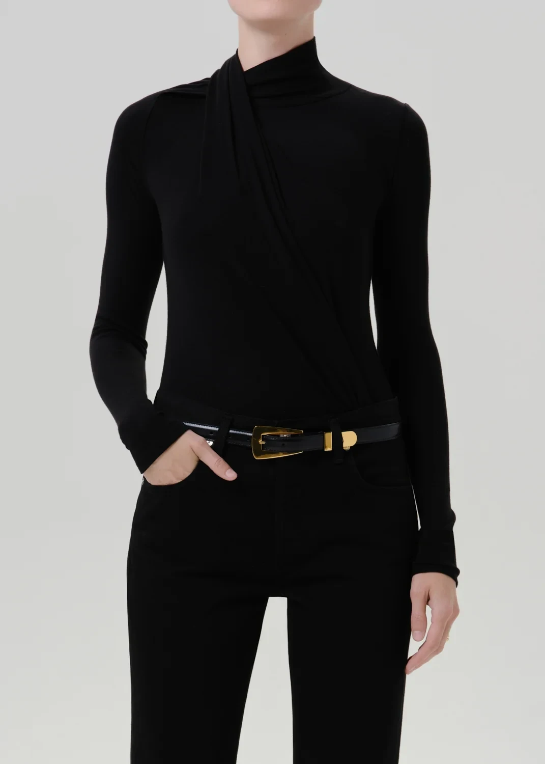 Sculptural Bodysuit in Black