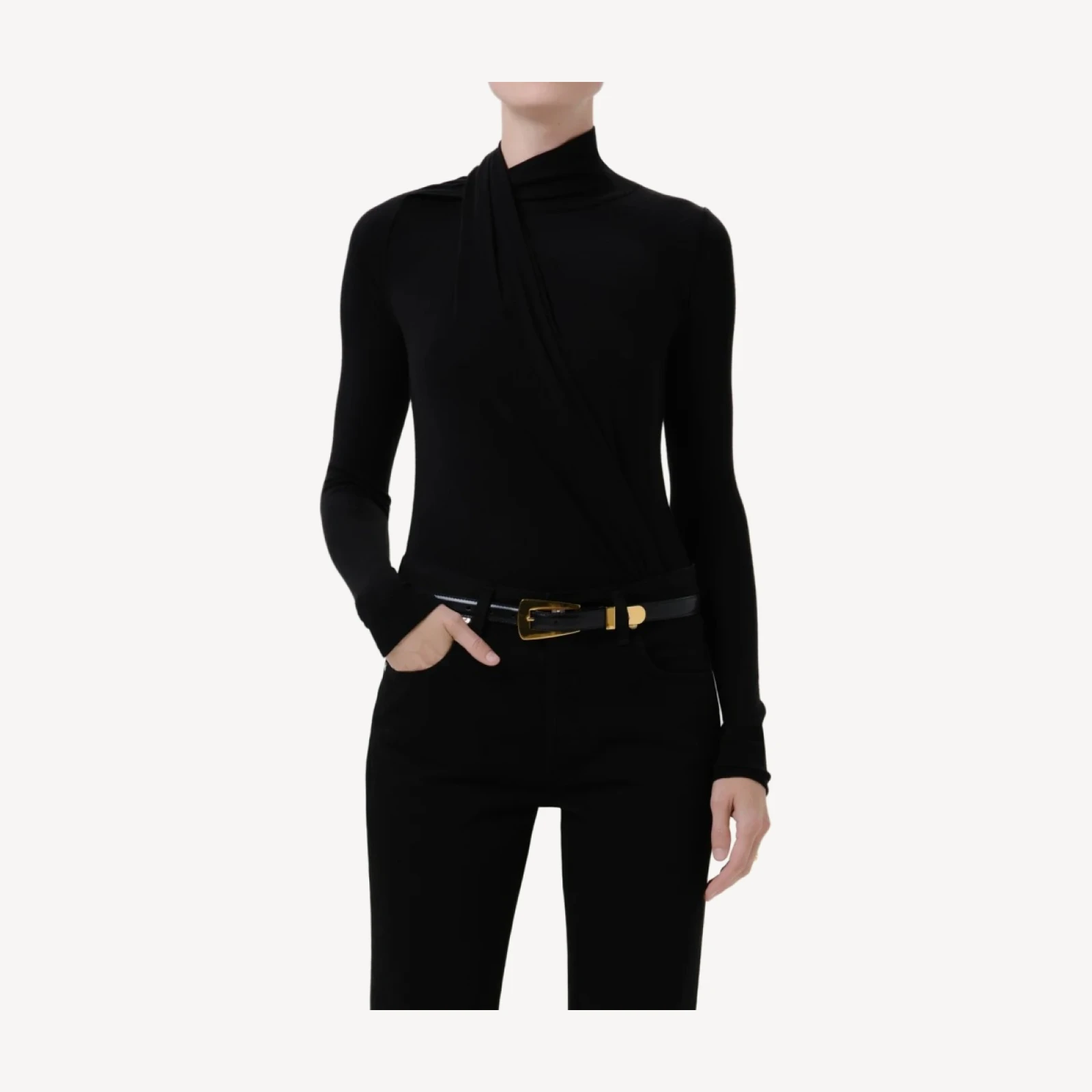 Sculptural Bodysuit in Black