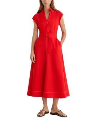 Reiss Belted Short Sleeve Midi Dress