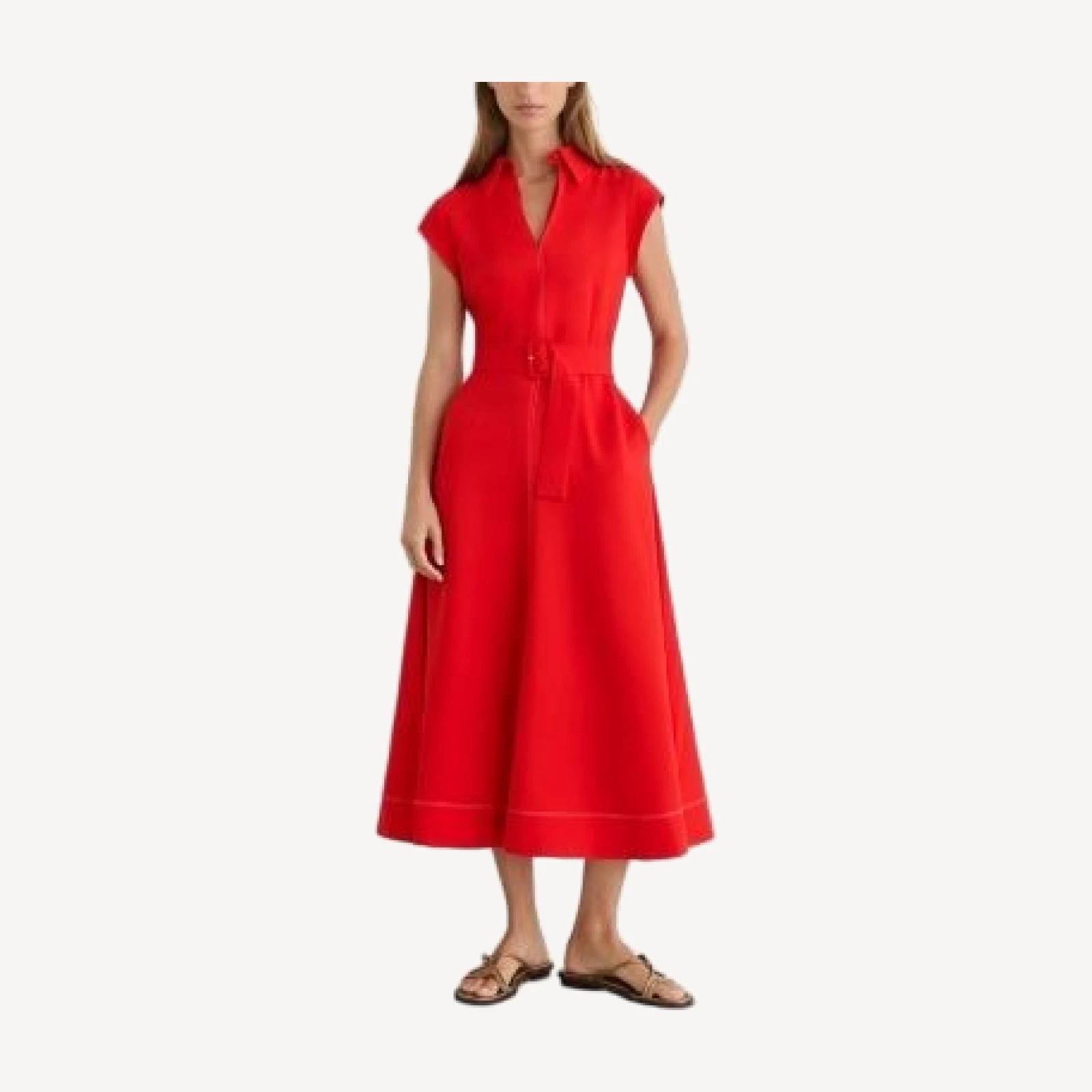 Reiss Belted Short Sleeve Midi Dress