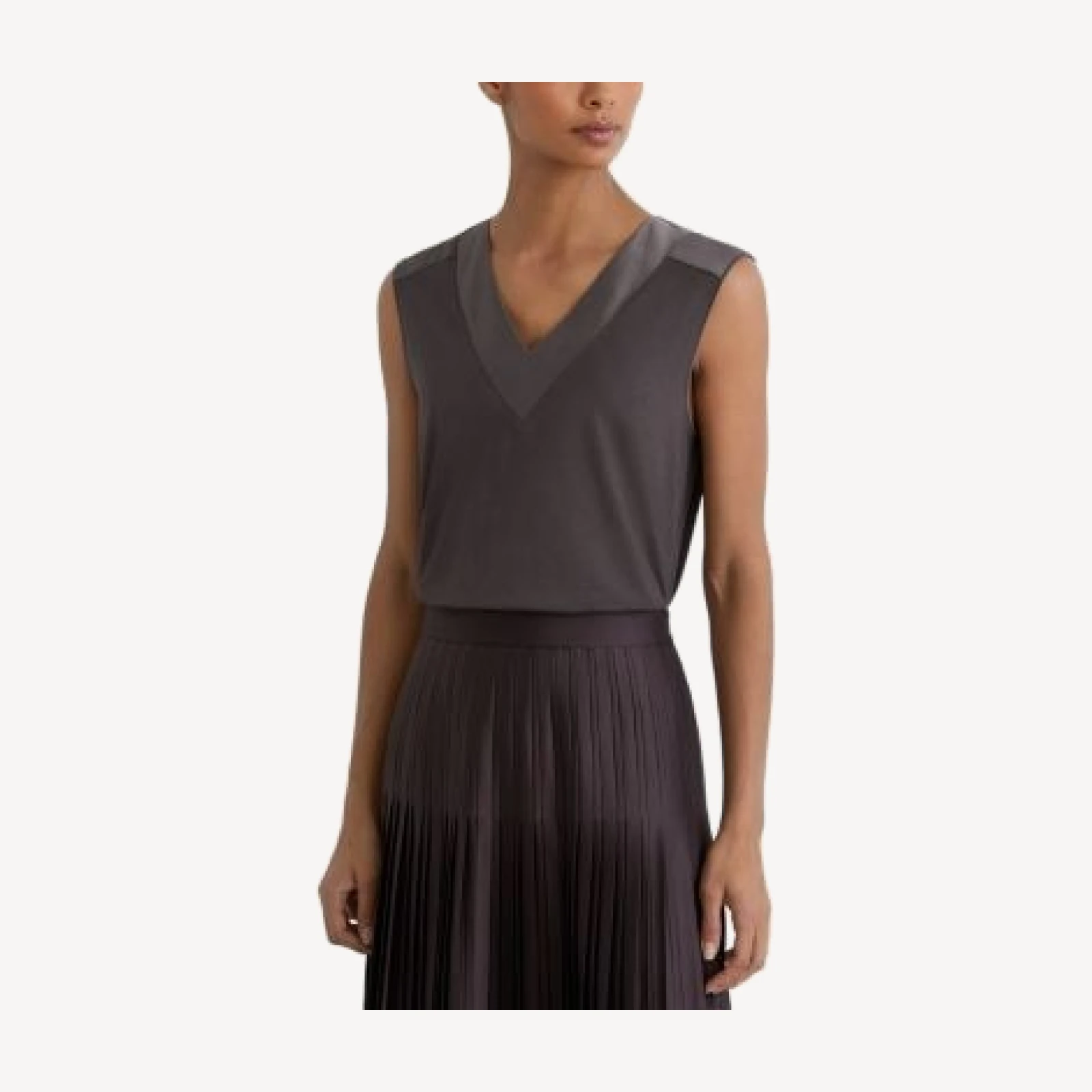 Reiss Silk Stretch Trim Sleeveless Top