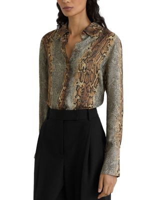 Reiss Lyla Snakeskin Print Shirt