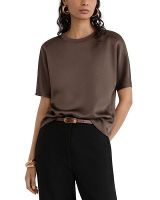 Reiss Lena Silk Short Sleeve Top