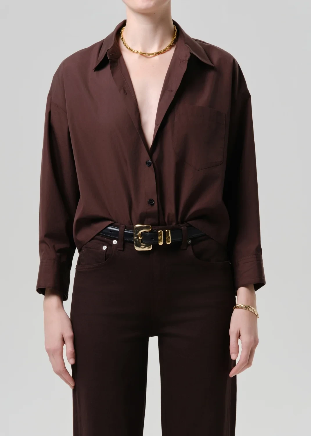 Petit Ami Poplin Shirt in Brun