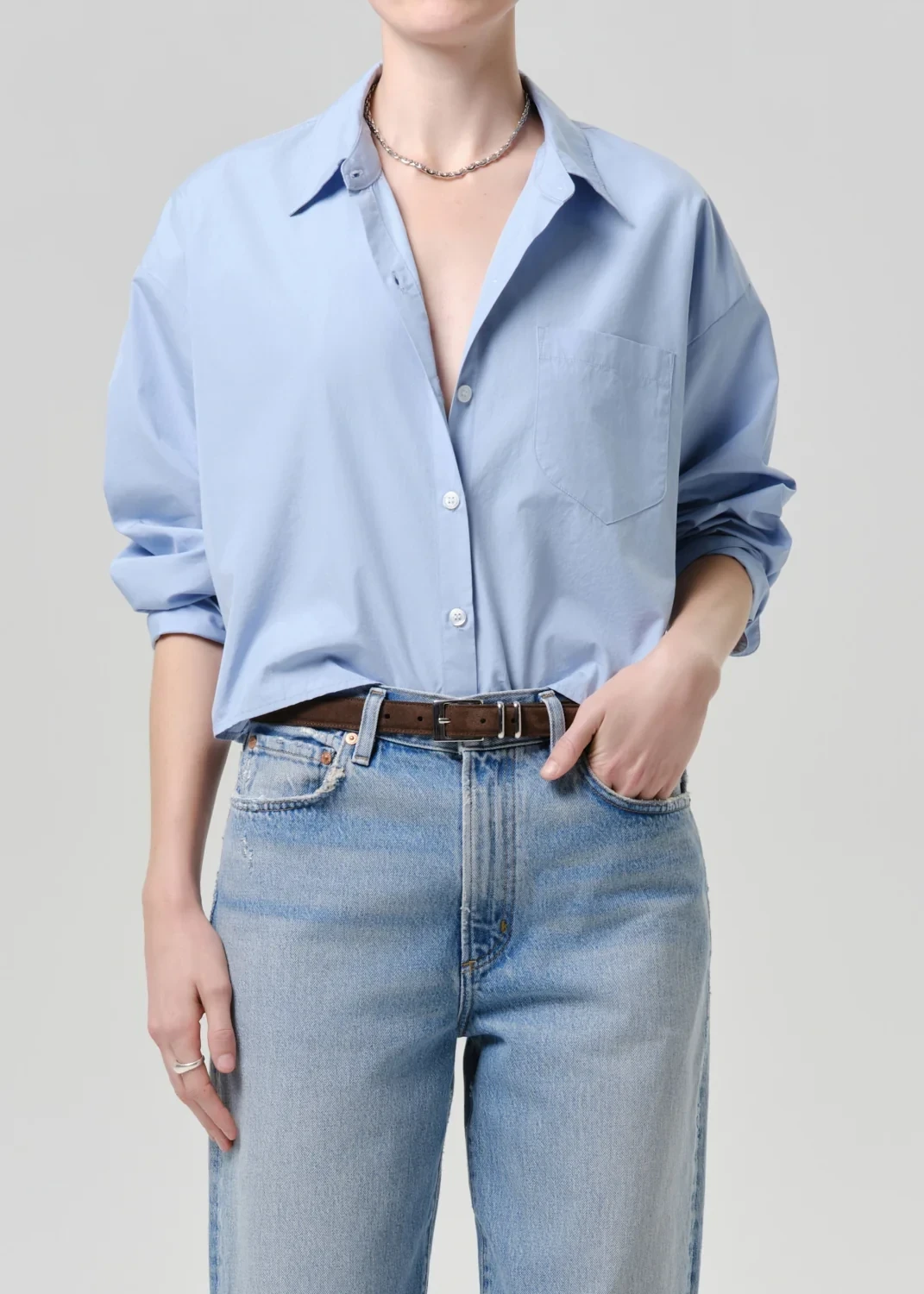Petit Ami Poplin Shirt in French Blue