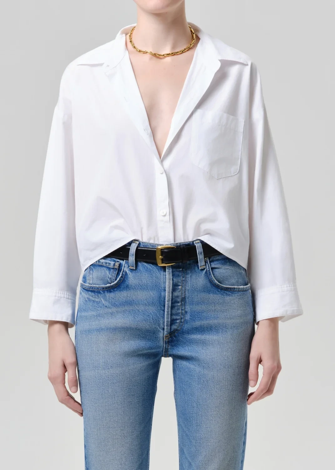 Petit Ami Poplin Shirt in Optic White