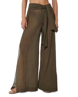 Reiss Gemma Cotton Blend Plisse Swim Cover-Up Pants