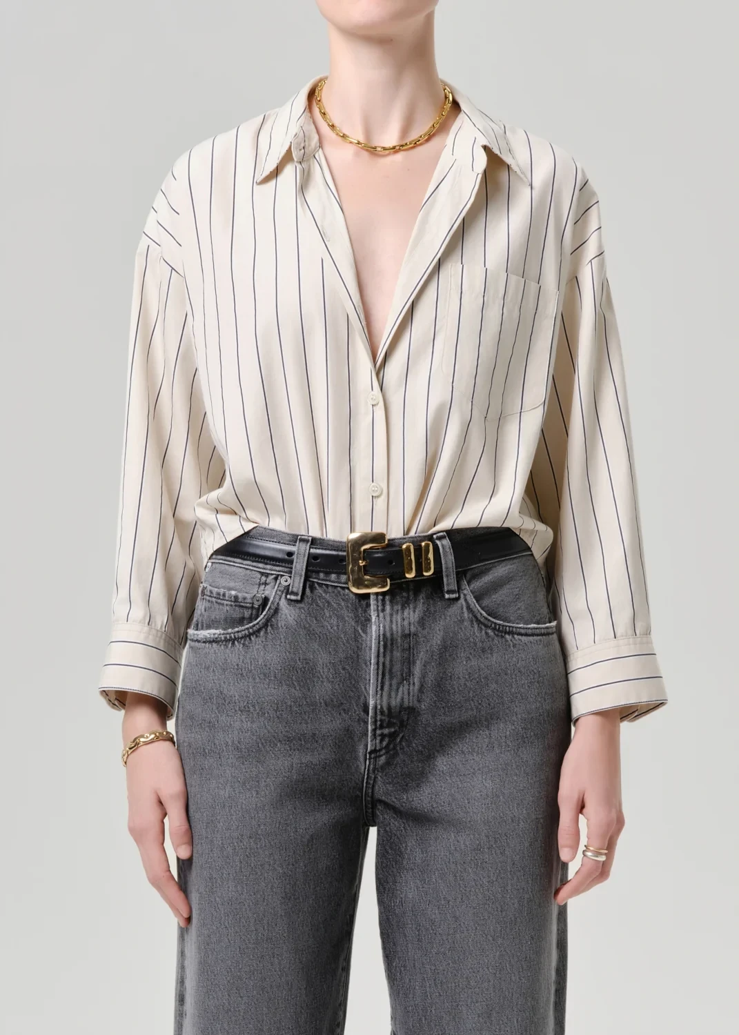 Petit Ami Japanese Poplin Shirt in Ramble Stripe