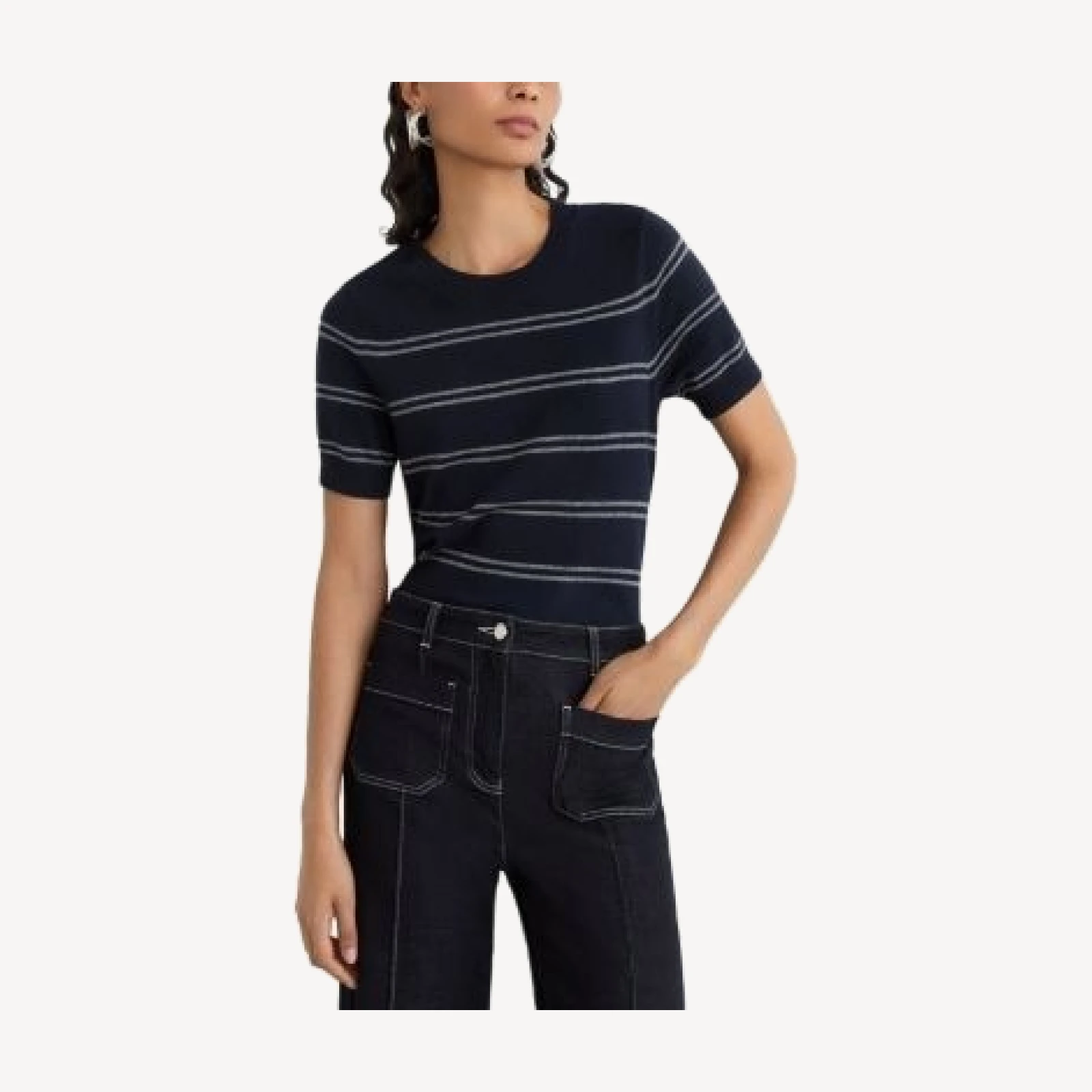Reiss Sabrina Wool Blend Short Sleeve Sweater