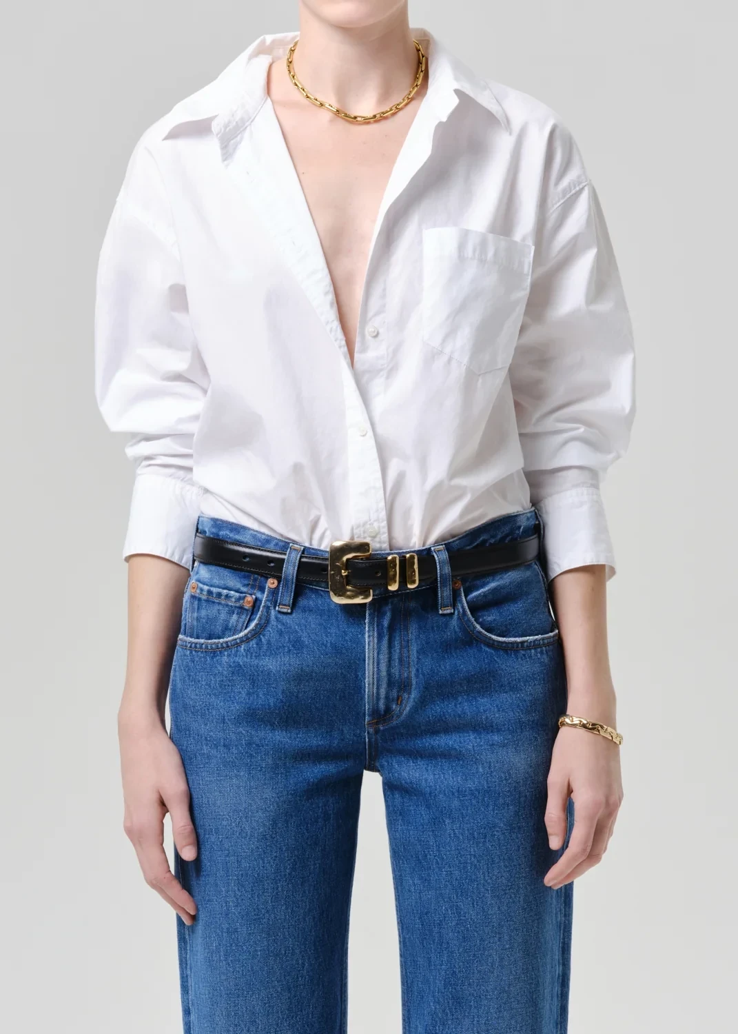 Thea Boyfriend Poplin Shirt in Optic White
