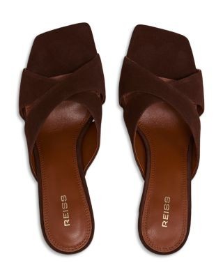 Reiss Women's Rochelle Suede Crossover Mules
