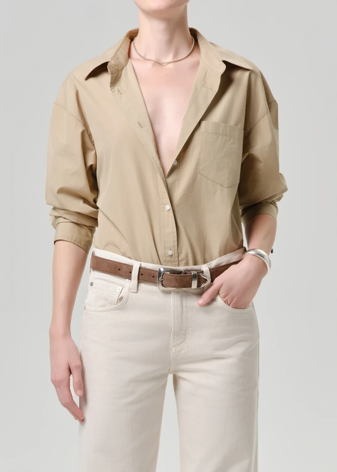 Thea Boyfriend Poplin Shirt in Catalina