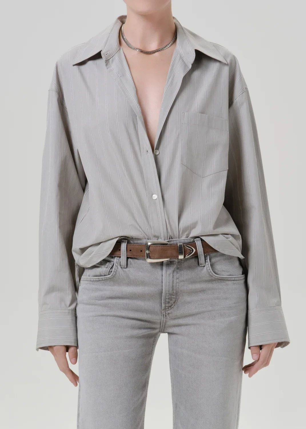 Thea Boyfriend Italian Poplin Shirt in Marseille Stripe