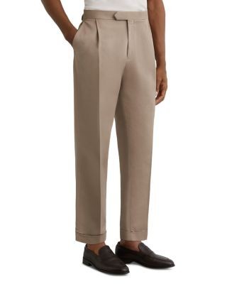 Reiss Cotton & Linen Tapered Fit Buckle Adjuster Trousers