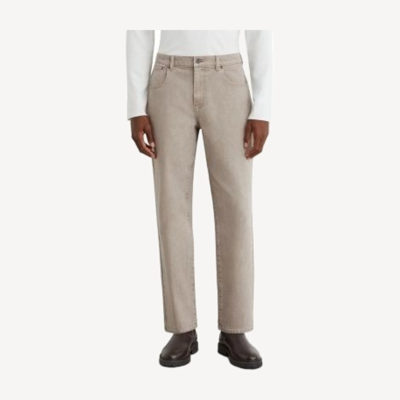 Reiss Bishopsgate Cotton Blend Straight Fit 30.7 Jeans in Warm Taupe